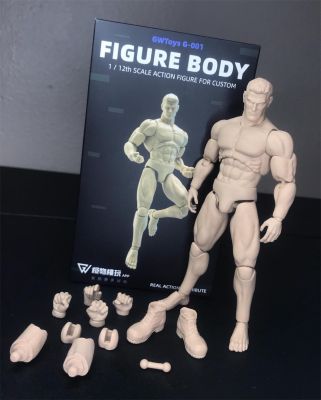 ZZOOI GWToys G001 Scale 1/12 DIY Male Strong Muscle Super Flexible Action Figure Body Doll Model about 16cm for Custom Sketch Practice