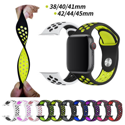 Silicone Sports Watch Band Strap สายนาฬ compatible with Series 8 7 45mm 41mm, series 6 5 4 SE 44mm 40mm, series 3/2/1 42mm 38mm, series Ultra 49mm, Black Blue Red Green
