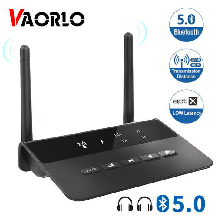 VAORLO 80M Long Range Bluetooth 5.0 RCA Transmitter Receiver Bypass CSR ...
