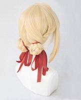 Violet Evergarden Ponytail Braid Buns Hair Heat Resistant Cosplay Costume Wig Light Gold Headgear Character Dressing Up Props