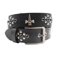 Designer Brand Belt Men Rivet Real Leather Pin Belt Male Black Rock Genuine Leather Cowhide Luxury Punk Belt Jeans Belts