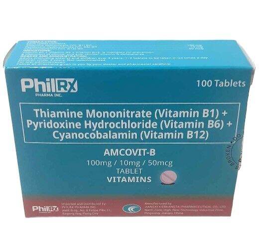 PhilRX Vitamin B1+B6+B12 (AMCOVIT-B) 100mg/10mg/50mcg Tablet 100's ...