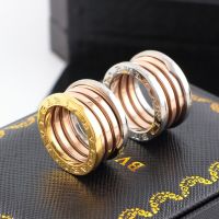 [Ready Stock] B Tri-Color Two-Color Spring Ring B.Zero1 18K Rose Gold Couple Ring for Men and Women