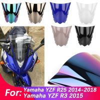 ✖กระจกบังลม R25สำหรับ Yamaha YZF YZFR25 R3 YZFR3 2013-2018กระจกบังลมบอลลูนคู่อุปกรณ์เสริมมอเตอร์ไซค์ Fairing Deflector