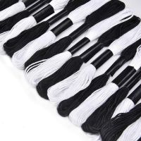 Cross Stitch Embroidery Thread for DIY Homemade Craft Sewing Accessories 12 White 12 Black Embroidery Floss