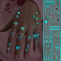 【YF】 Blue Luminous Glow Tattoo Sticker Constellation Waterproof Temporary Tatoo Small Finger Wrist Fake Tatto For Body Art Women Kid