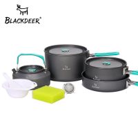 Outdoor Camping Tableware Set Backpacking Picnic 2 Pot 1 Frypan 1 Kettle Alumina Durable Cookware Folding Cooking Set