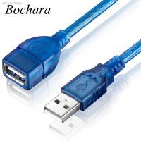 Bochara USB 2.0 Extension Cable Male to Female M/F Dual Shielding(Foil Braided) Transparent Blue 1.5m 1.8m 3m 5m 10m