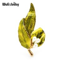 【YF】✤✽  Wuli baby Enamel Leaves Brooches 3-color Office Brooch Pins Gifts