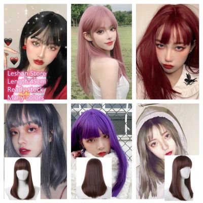 Cool Wig Cold purple fake female middle school long hair straight Japanese COS anime Lolita soft cute lolita