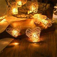 1.2M 2.5M Valentines Day Lights Rattan Heart Shaped String Lights Battery Operated Heart Fairy Lights Wedding Birthday Decor