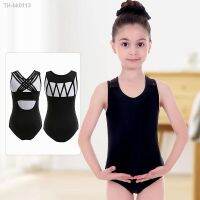 ▧ Girls 39; Sleeveless Gymnastics Bodysuit Ballet Leotard Classic Black Round Neck Back Hollow Dance Suit For 3-14Y