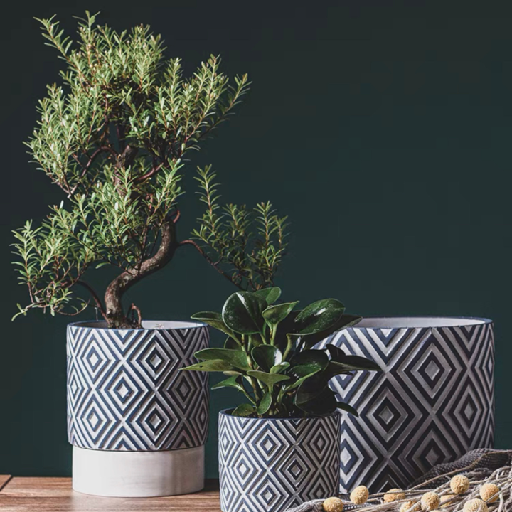 Navier Concrete Flower Pot Gardening Planting Home Outdoor Garden