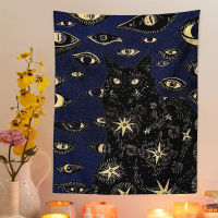 (ร้อน) Cat Coven Tapestry พิมพ์คาถา Hippie แขวนผนัง Bohemian Wall Tapestry Mandala Wall Art Aesthetic Room Decor