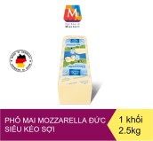 Phô mai Mozzarella nguyên khối 2.5kg siêu kéo sợi Oldenburger nhập khẩu chính hãng từ Đức date cuối tháng 7 2022