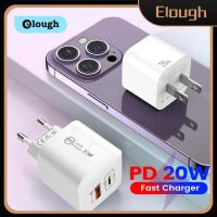 Elough เครื่องชาร์จ USB ชาร์จเร็ว20W PD USB C ที่ชาร์จชาร์จชาร์จเร็ว3.0อะแดปเตอร์โทรศัพท์มือถือสำหรับ iPhone 13 Xiaomi Huawei P40Samsung