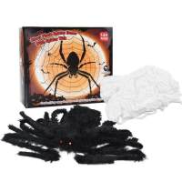 Halloween Giant Spider Decorations 4 Feet Giant Spider Realistic Scary Party Props with Cobweb Realistic Halloween Spider Light up Props with Spooky Sounds Haunted House Yard Decoration forceful