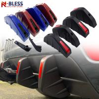 【CW】4pcs Universal Car Rear Bumper Strip Lip Spoiler Diffuser Splitter Scratch Protector Carbon Fiber Winglets Skirt Extension Decor