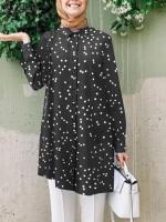 ZANZEA Summer Women Vintage Muslim Dubai Turkey Blouse Long Sleeve Polka Dot Printed Shirt Casual Ramadan Islamic Clothing Tunic