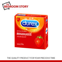 ถุงยางอนามัย DUREX Strawberry (กลิ่นหอม) 3 ชิ้น ขนาด 52.5 มม