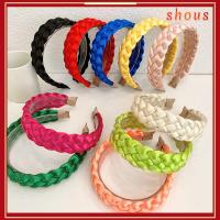 SHOUS สีสด ผ้าโพกศีรษะ อุปกรณ์ตกแต่งผม หมวกกันน็อก ที่คาดผมแบบถัก สำหรับผู้หญิงสาว ด้านกว้าง ที่คาดผมผู้หญิง