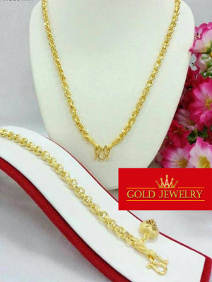 Gold-Jewelry เครื่องประดับ เซต สร้อยคอ สร้อยข้อมือ เศษทองคำเยาวราช ลายผ่าหวาย