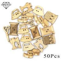 50pcs Fancy Wooden Button Sewing Machine Shape Button For Clothes Decorative Scissor Buttons for Crafts Scrapbooking DIY Haberdashery