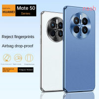 สำหรับ Huawei Mate 50 Pro Mate 40เลนส์มืออาชีพปกป้องผิวไม่ติดลายนิ้วมือหรูหราเป็นมิตรกับผิวแผ่นหลังฝ้าเคสโทรศัพท์กันกระแทกเคลือบอิเล็คโทรเพลท