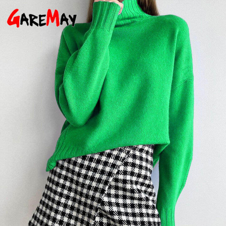 autumn-winter-womens-green-sweater-knitted-soft-warm-basic-casual-knit-white-turtleneck-sweater-female-jumper-high-collar