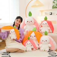 Spot Cute Shapeshift Fruit Rabbit Small Sized Fruit Rabbit Plush Toy Doll Children Sleep Companion Strawberry Carrot Pillow Outside