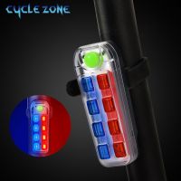 Bicycle Rear Light 8 LED Red Blue Shoulder Police Light USB Rechargeable MTB Flashing Warning Safety Torch Bike Accessories Medicine  First Aid Storag