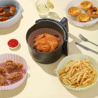 8/4/2/1Pcs Air Fryer Silicone Pot Basket Reusable Square Or Round Airfryer Oven Baking Silicone Mold Tray Pizza Fried Chicken Pots Pans