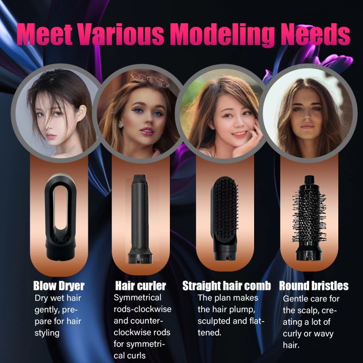 ใหม่ไฟฟ้าแปรงโรตารี่เครื่องเป่าผมหวี-hot-air-stylizer-curling-iron-modeling-tool-professional-5-in-1เครื่องมือจัดแต่งทรงผม