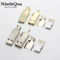 【YF】 1/2/5sets USB 2.0 Type A Welding Male Plug Nickel/Gold Plated Connectors usb-A Tail Socket 3 in 1 Adapter