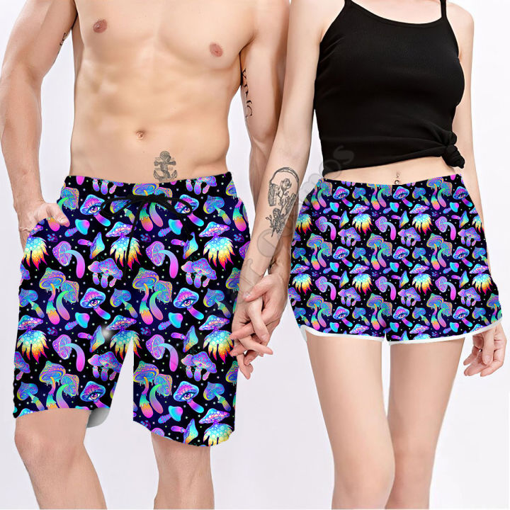 couple-matching-psychedelic-mushroom-shorts-3d-shorts-women-for-men-elastic-waist-shorts-summer-couple-beach-shorts-04