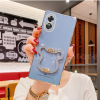 INS เคสโทรศัพท์ OPPO A78 5G Luxury ชุบซิลิโคนปลอกอ่อน Oppoa78 2023กันกระแทกกลับหูหมีผู้ถือ