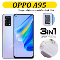 (3in1) สำหรับ OPPO A95 A96 A76 A94 A54 A16 A16K A17 A58 A57 A12 A7 A3S A12E A92 A52 A9 2020 A5 2020 A15 A15S A35 Full-Screen กระจกเทมเปอร์ปกป้องหน้าจอฟิล์ม + คาร์บอนไฟเบอร์ฟิล์มด้านหลัง + กล้องฟิล์มเลนส์