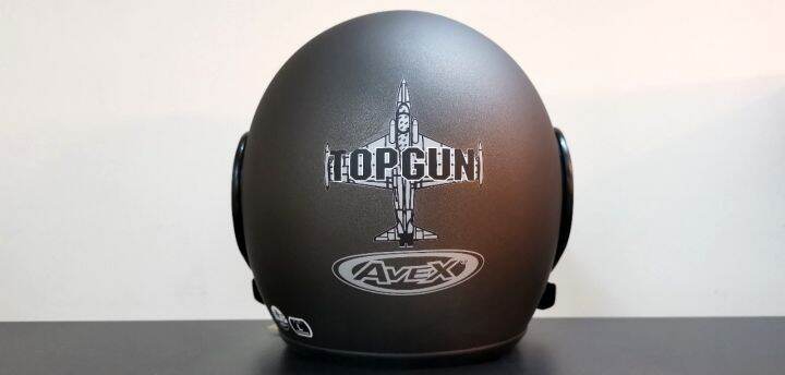 หมวกกันน็อค-ยกคาง-avex-topgun-สีเทาบรอนด้าน