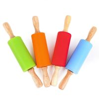 Silicone Rolling Pin Rotating Roller Rolling Pin Wooden Handle Bread  Cake Cookie Accessories