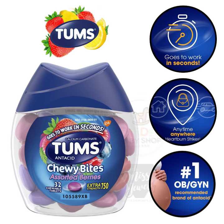 TUMS Antacid Chewy Bites - Assorted Berries (32 Chewable Tablets)
