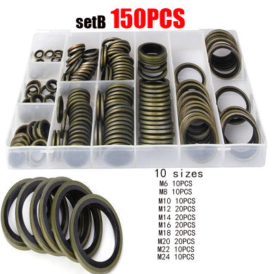 【2023】150100pcs Bonded Seal Sealing Ring Assortment Kit Oil Drain Screw Combined Washer Seal Set M6 M8 M10 M12 M14 M16 M18 M20 M22