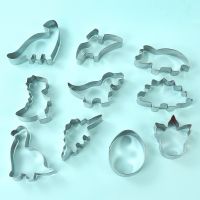 4/10pcs Dinosaur Cookie Cutters Mold Stainless Steel Dino Biscuit Mould Baking Tools For Baby Shower Birthday Party Cake Decor