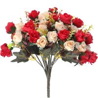 hot【cw】 12 Heads Artificial Flowers Fake  with Stems Faux Bouquets for Wedding Decoration