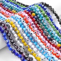 4/6/8mm Round Colors Evil Lampwork Millefiori Glazed Glass Beads for Jewelry Making Necklace Accessories