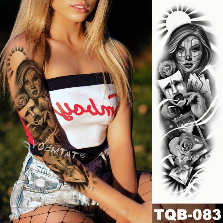 large-arm-sleeve-tattoo-hourglass-diamond-waterproof-temporary-fake-tatoo-sticker-skull-halo-poker-mask-men-women-full-tatto