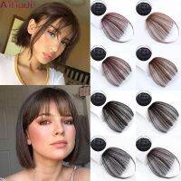 AILIADE Straight Light brown Dark brown Blunt Air Bangs Front Hair Fringes bangs Clip in Neat Women Fringes 1 clip Hairpieces