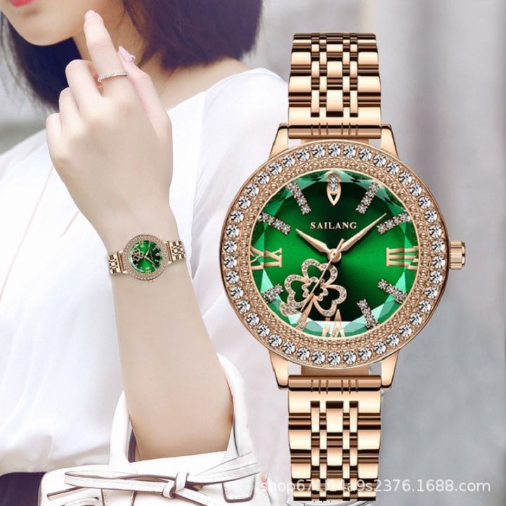 นาฬิกาข้อมือผู้หญิงแฟชั่น2022นาฬิกาผู้หญิงยิปโซรุ่นใหม่นาฬิกาควอตซ์ประดับเพชรโรสโกลด์แฟชั่นเรียบง่าย