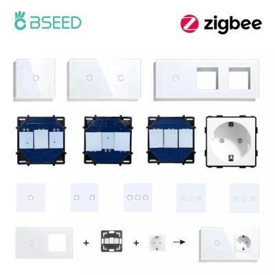 【NEW Popular】 BSEED 1/2/3GangZigbee Switches Touch Glass PanelWallSmart Plug Function PartsLife Alexa App Control