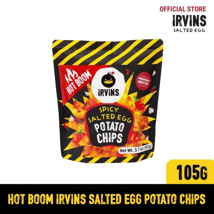 IRVINS Salted Egg Hot Boom Potato Chips 105g (Small) | Lazada PH