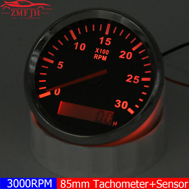 led-สีแดงออโต้คาร์-tacho-วัดด้วยทองแดง-tacho-เซ็นเซอร์-m16-m18-0-3000รอบต่อนาทีเมตร85มิลลิเมตร-t-achometer-จอแอลซีดี-hourmeter-สำหรับทะเลเรือรถ